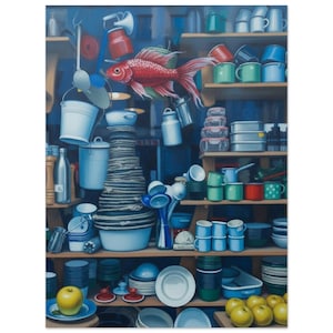 Curiosidades de cocina, Sueño surrealista, El pez rojo, Utensilios de cocina, Decoración mágica de cocina