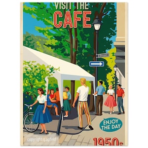 Visit the Cafe, a Sunday afternoon, Retro style, Vintage, Romantic