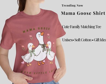 Mama Goose Shirt, Minimal Duck Mom Tee, Soft Cotton Family Matching T-Shirt
