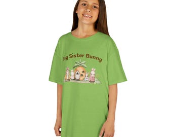Big Sister Bunny Kids Tee | Easter bunny family, carrot and chicks design
