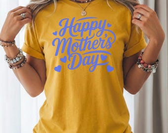 Happy Mother's Day Mama T-Shirt, Royal Blue Text Unisex Tee