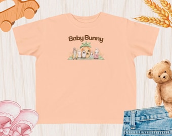 Baby Bunny Toddler Tee | Pastel Carrot Garden Illustration