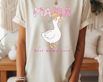 Mama Goose T-Shirt, Whimsical Duck Mom Tee, Mother's Day Gift