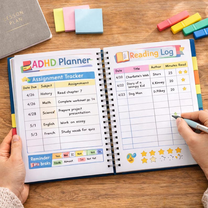 ADHD Student Planner Printable, Daily Routine, Homework Organizer ...