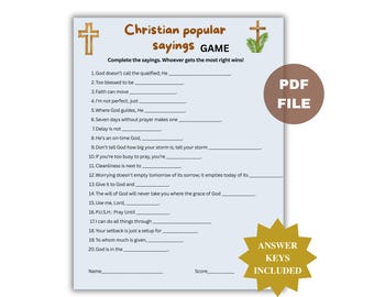 Christliches Sprüche-Spiel, Kirchen-Trivia, christliches Eisbrecher-Spiel, Spiele für die kirchliche Jugendgruppe, Frauen Dienst Sprüche, Gruppenkirchliche Aktivität