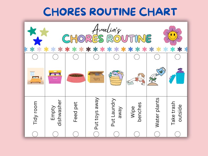 Homework Chore Routine Chart Editable Kids Flip Routine Chart Printable, Routine Chart for Kids ...