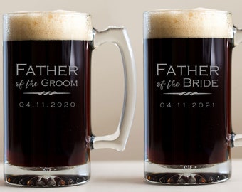 Engraved Father of the Groom or Father of the Bride Beer Mug by Lifetime Creations: 25 oz Personalized Father of Groom Bride Gift SHIPS FAST
