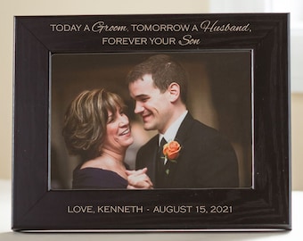 Personalized Mother of the Groom Picture Frame (Black) by Lifetime Creations: Engraved Mother of the Groom Gift Wedding Thank You SHIPS FAST