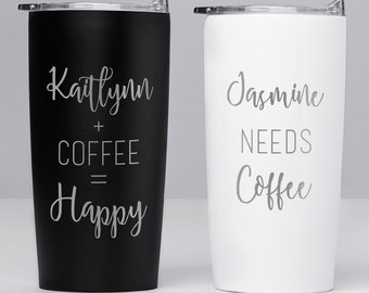 Custom Engraved Stainless Steel Coffee Tumbler by Lifetime Creations: Personalized Coffee Mug, Personalized Coffee Travel Mug SHIPS FAST