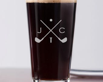 Golf Design Pint Glass, Personalized Engraved Father's Day Gift, Custom Golf Gift for Dad