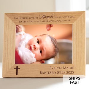 Personalized Baptism Picture Frame by Lifetime Creations: Engraved Baby Baptism Gift for Boys or Girls, Christening Gifts, ENGRAVED IN USA
