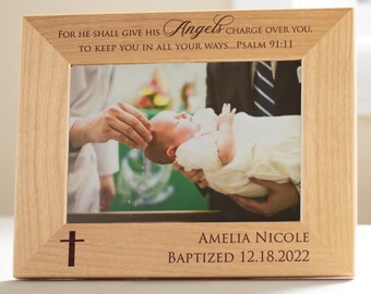 Personalized Baptism Picture Frame by Lifetime Creations: Engraved Baby Baptism Gift for Godchild, Catholic Baptism Gift, SHIPS FAST