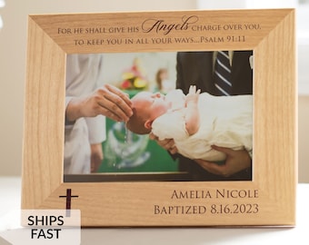 Personalized Baptism Picture Frame by Lifetime Creations: Engraved Baby Baptism Gift for Godchild, Catholic Christian Baptism SHIPS FAST