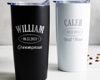 Engraved Personalized Groomsman Tumbler by Lifetime Creations: Groomsmen Insulated Coffee Travel Mug, Wedding Party Gift Idea, SHIPS FAST