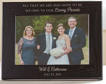 Personalized Parents of the Bride & Groom Picture Frame (Black) by Lifetime Creations: Engraved Wedding Gift Parents Thank You SHIPS FAST