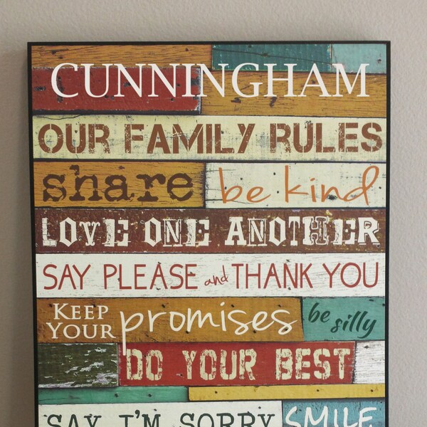 Personalized Family Rules Sign, Personalized Family Rules Decor - Personalized with Family Name