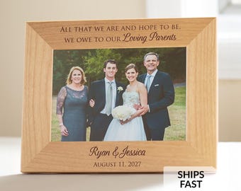 Personalized Wedding Picture Frame for Parents of Bride & Groom by Lifetime Creations: Wedding Gift for Parents Thank You Mother Father