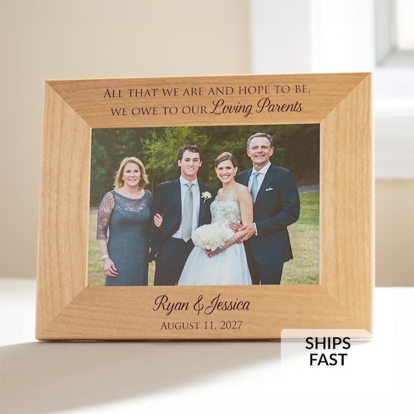 Personalized Wedding Picture Frame for Parents of Bride & Groom by Lifetime Creations: Wedding Gift for Parents Thank You Mother Father