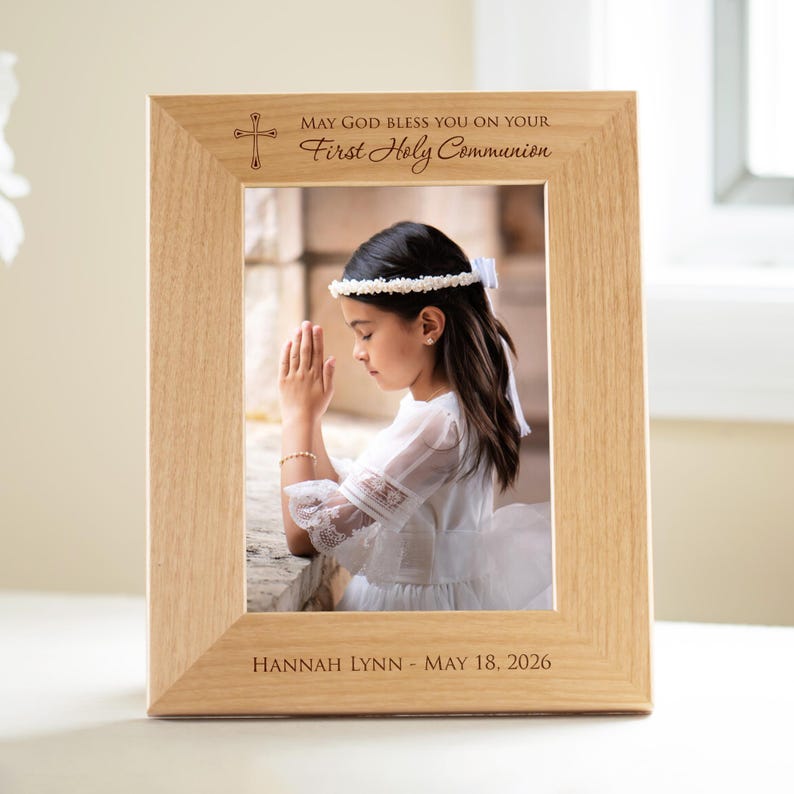 Personalized First Communion Picture Frame by Lifetime Creations: Boys Girls First Communion Gift, 1st Holy Communion Gifts, ENGRAVED IN USA image 2