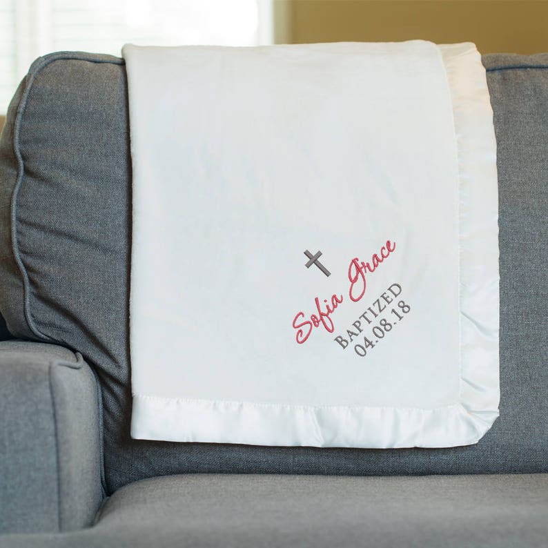 personalized baptism blanket
