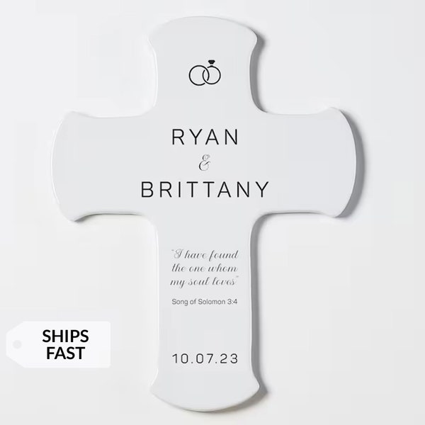 Personalized Wedding Wall Cross by Lifetime Creations: 9" Porcelain Cross, Custom Religious Wedding Gift, Shower, Song of Solomon SHIPS FAST