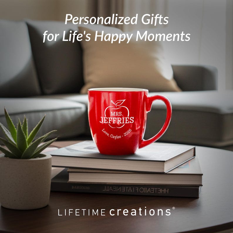 Engraved Personalized Teacher Coffee Mug by Lifetime Creations: 16 oz, Personalized Thank You Teacher Chrismas Gifts, Teacher Gifts image 6