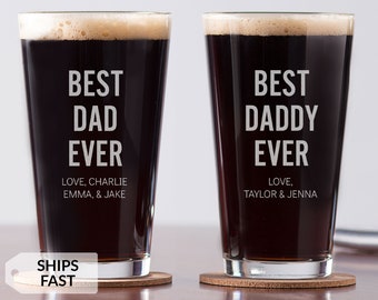 Engraved Personalized Best Dad Ever Pint Glass by Lifetime Creations: Personalized Father's Day Gift, Beer Glass, Gift for Dad, SHIPS FAST