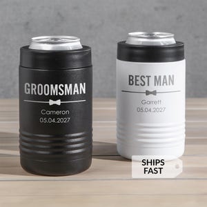 Engraved Personalized Groomsman Can Cooler by Lifetime Creations: Groomsmen Gifts, Stainless Steel Beer Bottle Holder, BULK DISCOUNT