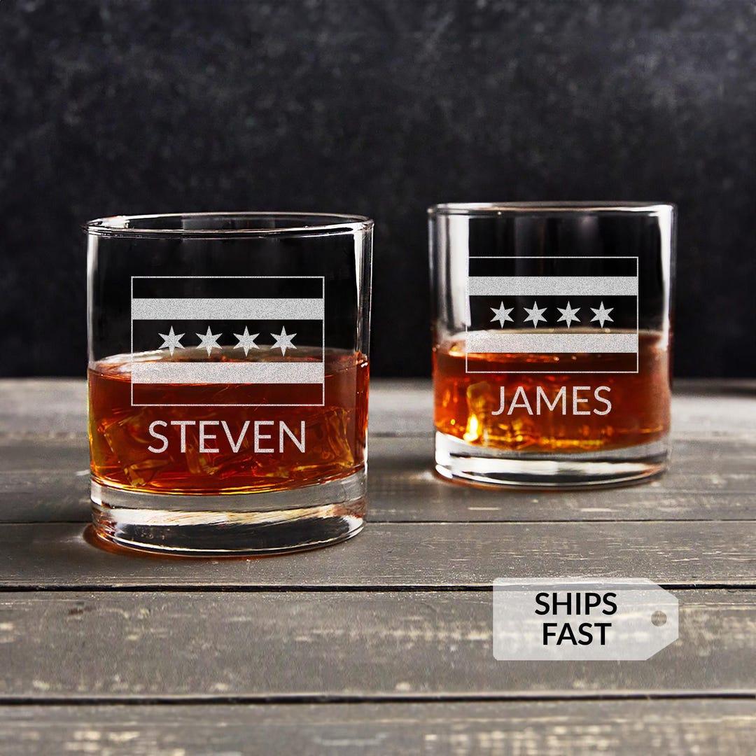 Personalized Chicago Flag Whiskey Glass by Lifetime Creations: 10.5 Oz ...