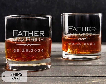 Engraved Personalized Father of the Bride or Father of the Groom Whiskey Glass by Lifetime Creations: Wedding Gift, Rocks Glass, SHIPS FAST