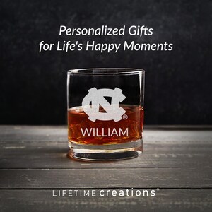 Personalized North Carolina Tar Heels Whiskey Glass by Lifetime Creations: Officially Licensed UNC Tarheels, UNC Gifts, Made in USA image 6