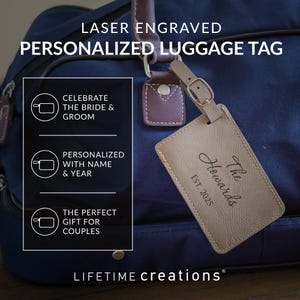 Personalized Mr and Mrs Luggage Tags by Lifetime Creations: Wedding Luggage Tags, Honeymoon Gifts, Wedding Anniversary Gifts ENGRAVED IN USA image 4