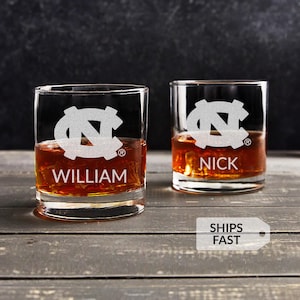 Personalized North Carolina Tar Heels Whiskey Glass by Lifetime Creations: Officially Licensed UNC Tarheels, UNC Gifts, Made in USA image 1