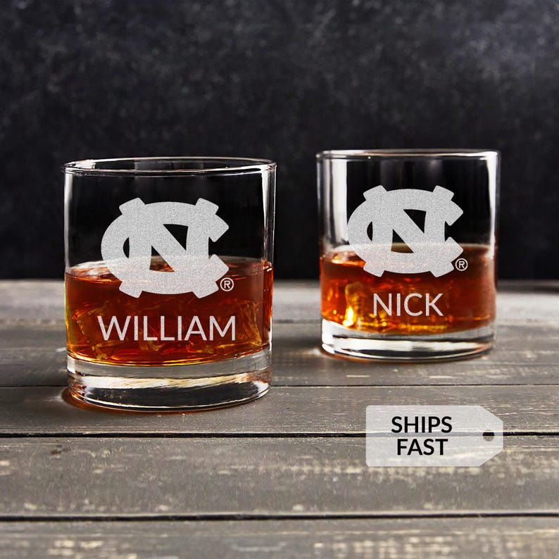 Personalized North Carolina Tar Heels Whiskey Glass by Lifetime Creations: Officially Licensed UNC Tarheels, UNC Gifts, Made in USA image 1