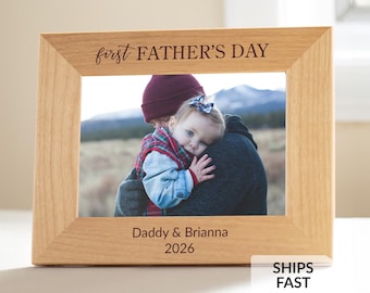 Personalized First Father's Day Picture Frame by Lifetime Creations: New Dad Gift, 1st Fathers Day Gifts, 2026 Father's Day ENGRAVED in USA