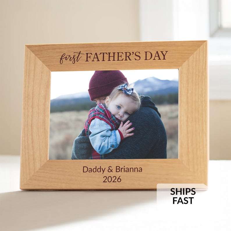 Personalized First Father's Day Picture Frame by Lifetime Creations: New Dad Gift, 1st Fathers Day Gifts, 2025 Father's Day ENGRAVED in USA