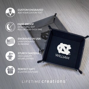 Bandeja de valet personalizada de los North Carolina Tar Heels de Lifetime Creations: regalos con licencia de la UNC para hombres, UNC Chapel Hill, regalos de graduación de la UNC imagen 3