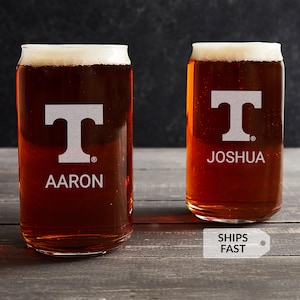 Personalized Tennessee Volunteers Can Glass by Lifetime Creations: Officially Licensed Tennessee Vols Gifts for Men, Football Fan Glasses