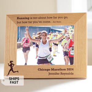 Personalized Running Picture Frame – Custom Gift for Runner or Marathoner – 5K 10K Half Marathon Gift, ENGRAVED IN USA by Lifetime Creations