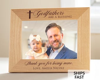 Personalized Godfather Picture Frame by Lifetime Creations: Custom Godfather Gift for Baptism, Godfather Proposal, Engraved Godfather Frame
