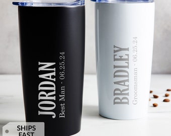 Engraved Personalized Groomsman Tumbler by Lifetime Creations: Custom Gifts Groomsmen Proposal Gift Idea, Coffee Travel Mug BULK DISCOUNT