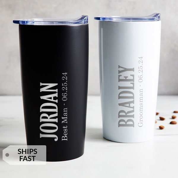 Engraved Personalized Groomsman Tumbler by Lifetime Creations: Custom Gifts Groomsmen Proposal Gift Idea, Coffee Travel Mug BULK DISCOUNT