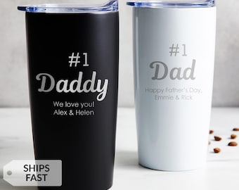 Engraved Personalized #1 Dad Tumbler by Lifetime Creations: Father's Day Gifts for Dad, Stainless Insulated Coffee Travel Mug, Birthday Gift