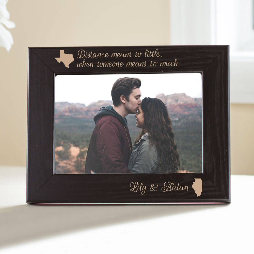 Personalized Long Distance Relationship Picture Frame black pic