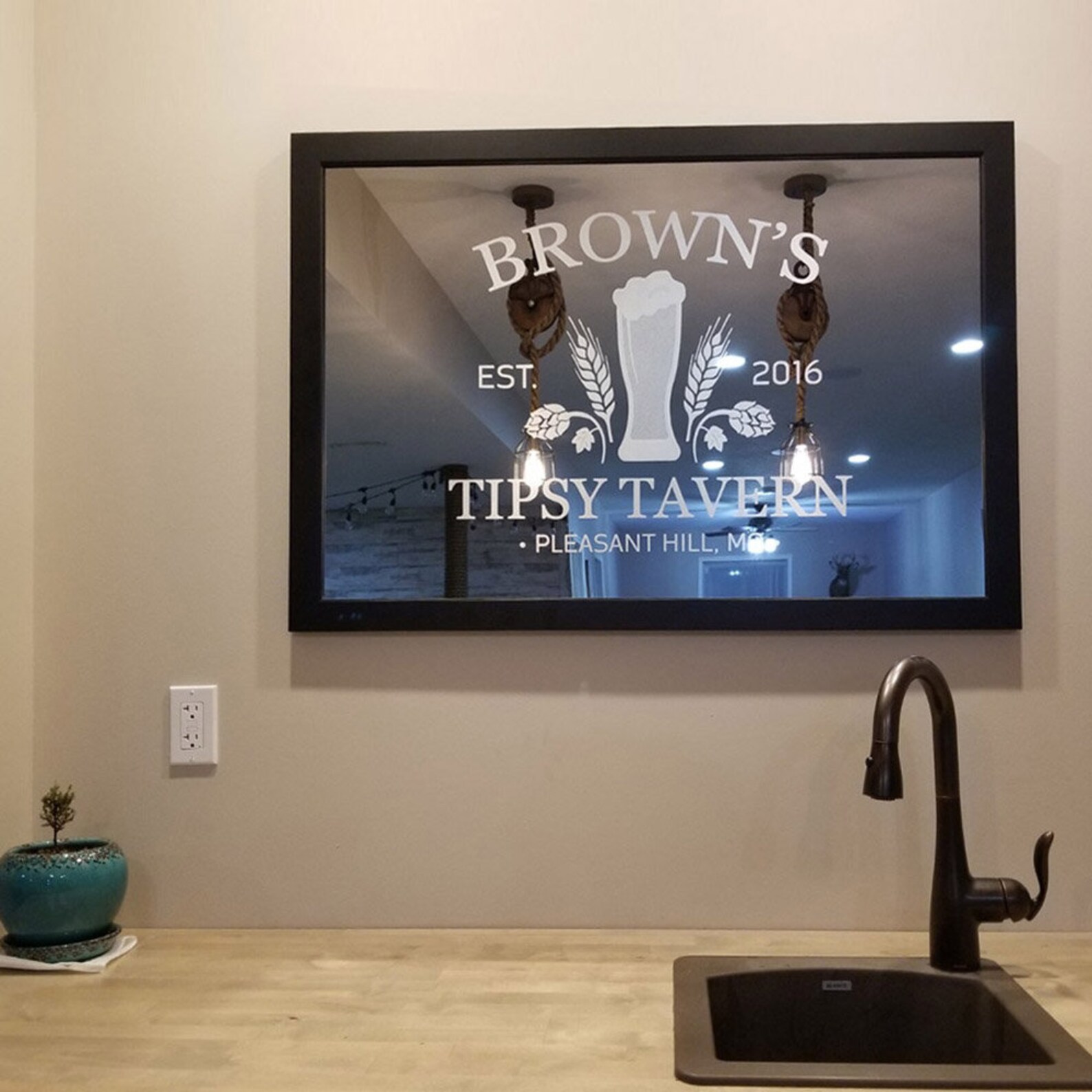 Engraved Personalized Bar Mirror craft Beer Large Custom Etsy