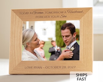 Personalized Mother of the Groom Picture Frame by Lifetime Creations: Mother of the Groom Gift for Wedding from Son, ENGRAVED IN USA