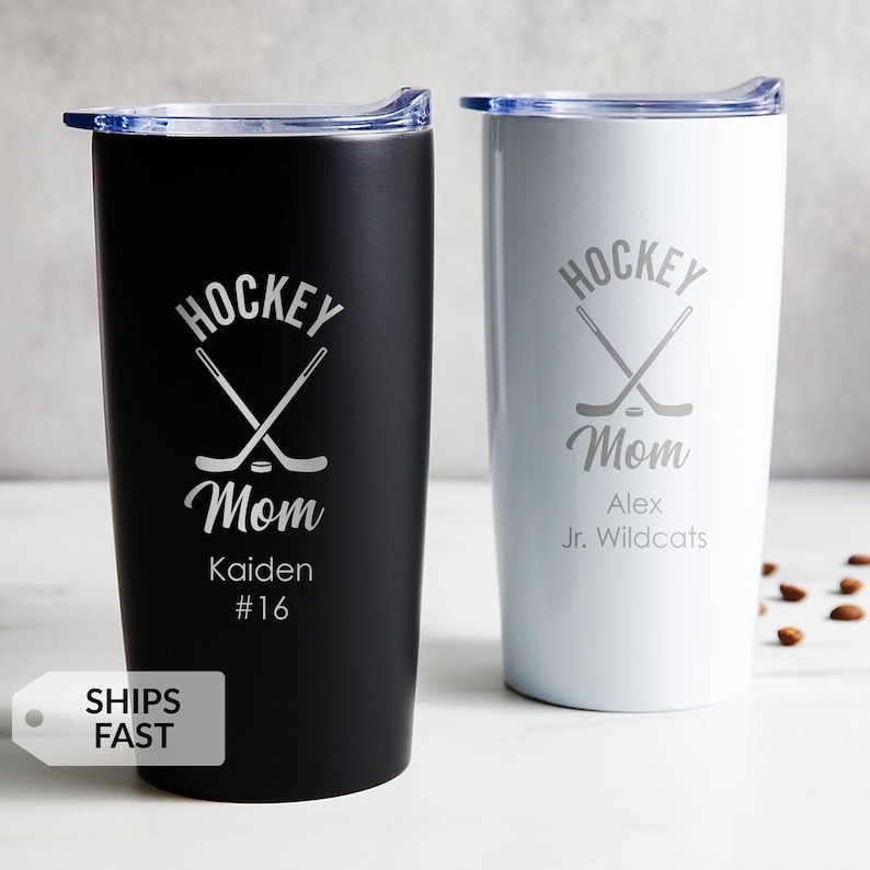 Engraved Personalized Hockey Mom Tumbler by Lifetime Creations: Gift for Hockey Mom from Team, Insulated Coffee Travel Mug SHIPS FAST image 1