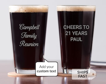 Vaso de cerveza personalizado: vaso de cerveza con grabado personalizado, crea tu propio texto, regalo para padrinos de boda, cristalería personalizada hecha en EE. UU.