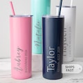 Engraved Personalized Vacation Skinny Tumbler with Straw by Lifetime Creations: Girls Trip Gifts Favors, Spring Break, Destination Wedding