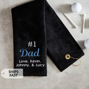 Embroidered Personalized 1 Dad Golf Towel by Lifetime Creations: Golf Gift for Dad, Father's Day Gift, Gift for Golfer, Dad Golf SHIPS FAST image 1